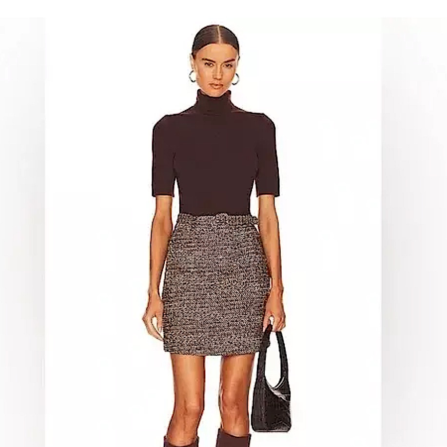 Nwt Theory Knit Combo Dress In Brown Multi